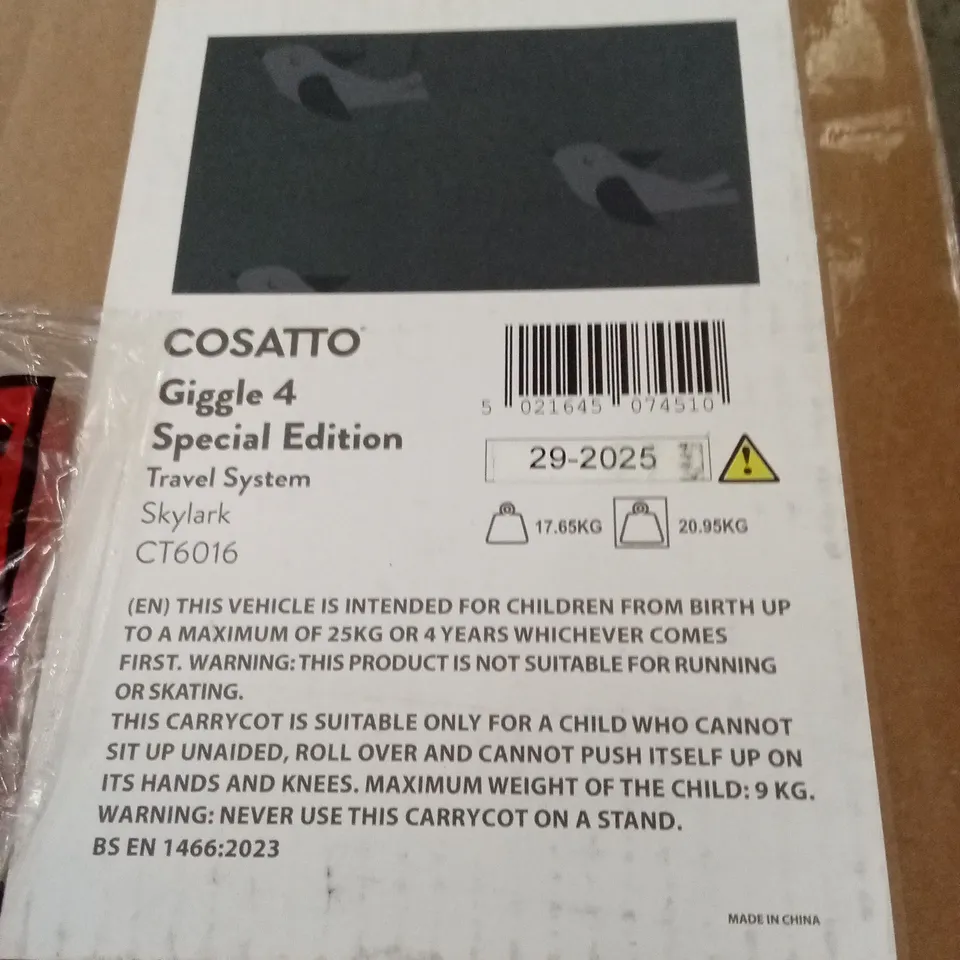 BOXED COSATTO GIGGLE 4 SPECIAL EDITION TRAVEL SYSTEM - SKYLARK