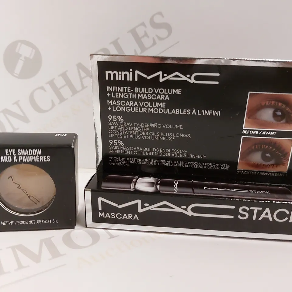 BOX OF 2 M.A.C ITEMS TO INCLUDE MASCARA AND EYE SHADOW