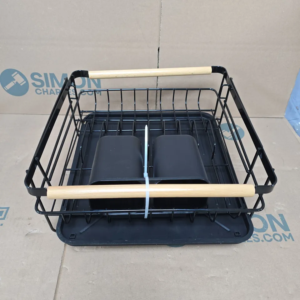 METAL KITCHEN DRYING RACK WITH WOODEN HANDLES