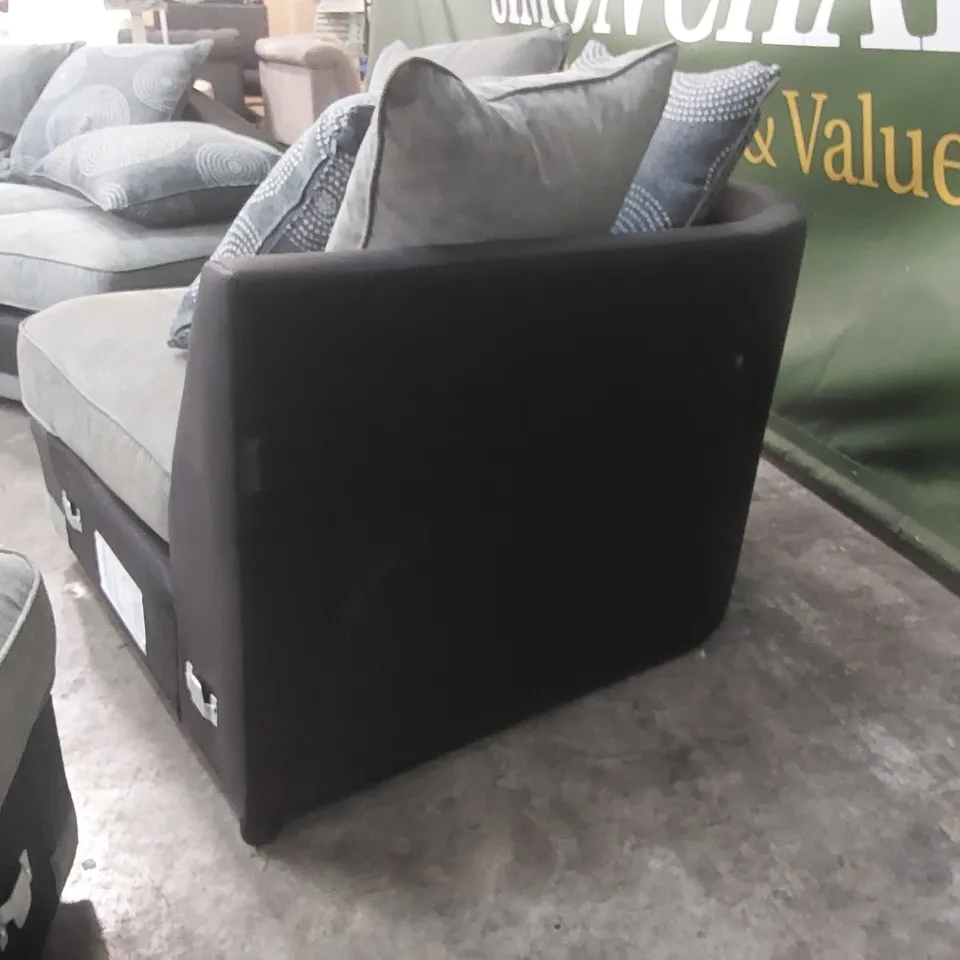 QUALITY DESIGNER UPHOLSTERED CORNER SOFA - GREY & BLACK