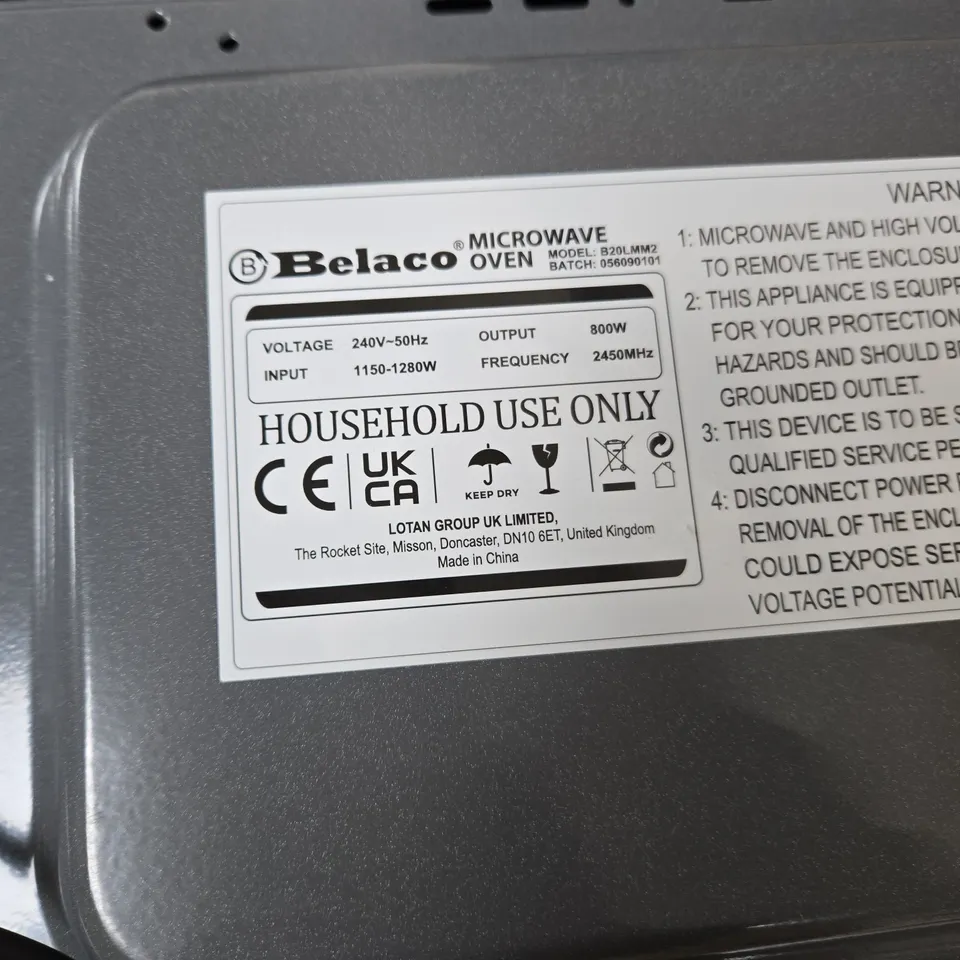 BELACO MICROWAVE OVEN – MODEL B20LMM2, 800W