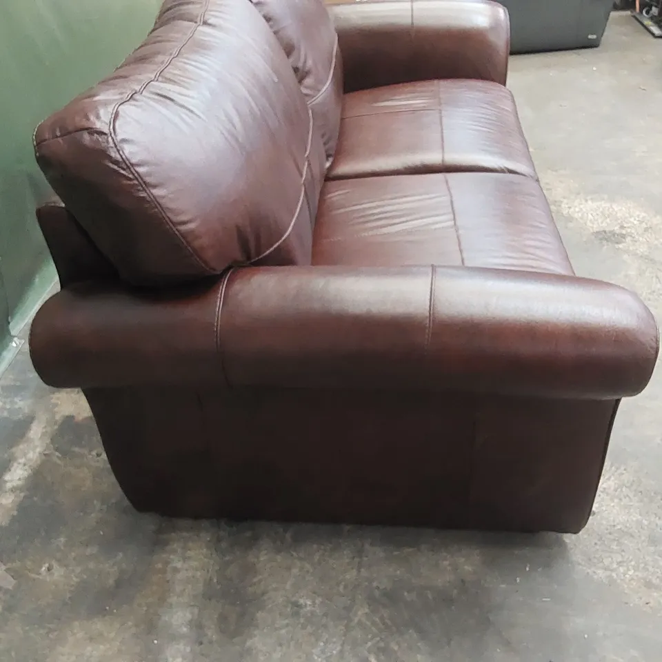 DESIGNER VANTAGE 3 SEATER LEATHER SOFA - CHESNUT