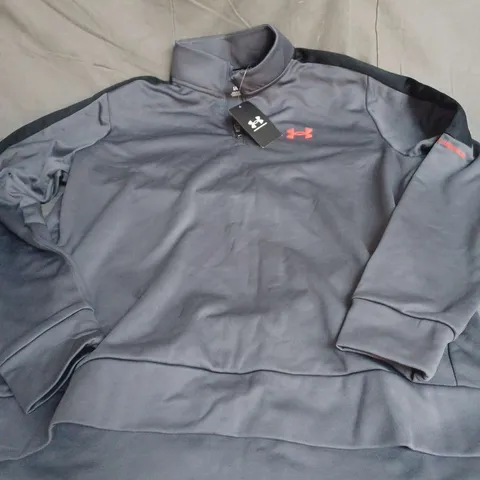 UNDER ARMOUR 1/4 ZIP PULL OVER IN GREY SIZE L