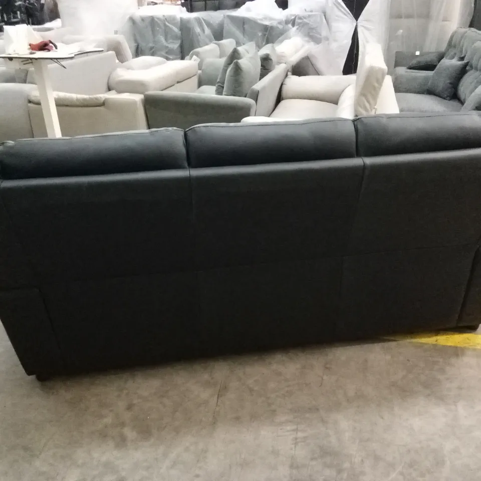 ALBION LUXURY FAUX LEATHER HIGH BACK 3 SEATER SOFA - BLACK RRP £599