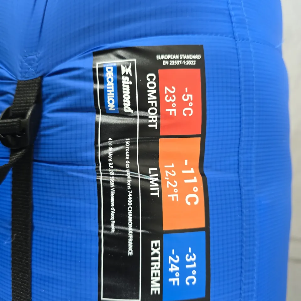 SIMOND MAKALU LIGHT DOWN SLEEPING BAG – BLUE, COMFORT -5°C / LIMIT -11°C / EXTREME -31°C