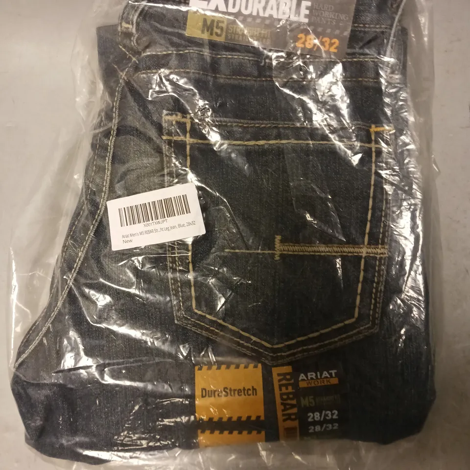 BRAND NEW ARIAT WORK REBAR SLIM FIT STRAIGHT LEG JEANS IN BLUE SIZE 28/32
