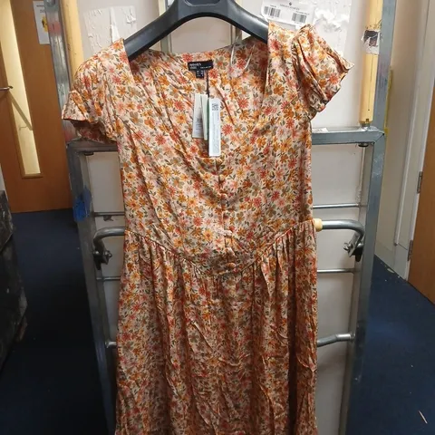 NOBODYS CHILD SHORT SLEEVE CORA MID DRESS MULTI ORANGE UK 12
