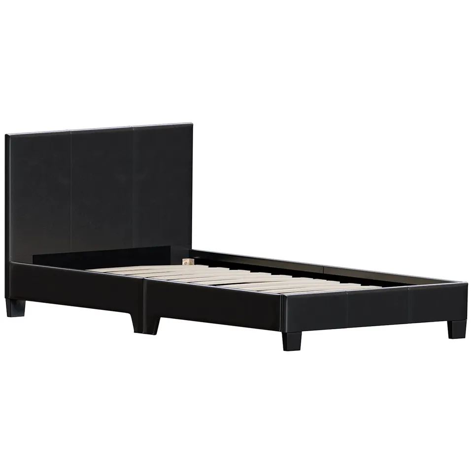 BOXED LASSIC VIDA DESIGN LISBON FAUX LEATHER BED//SIZE: SINGLE - BLACK (1 BOX)