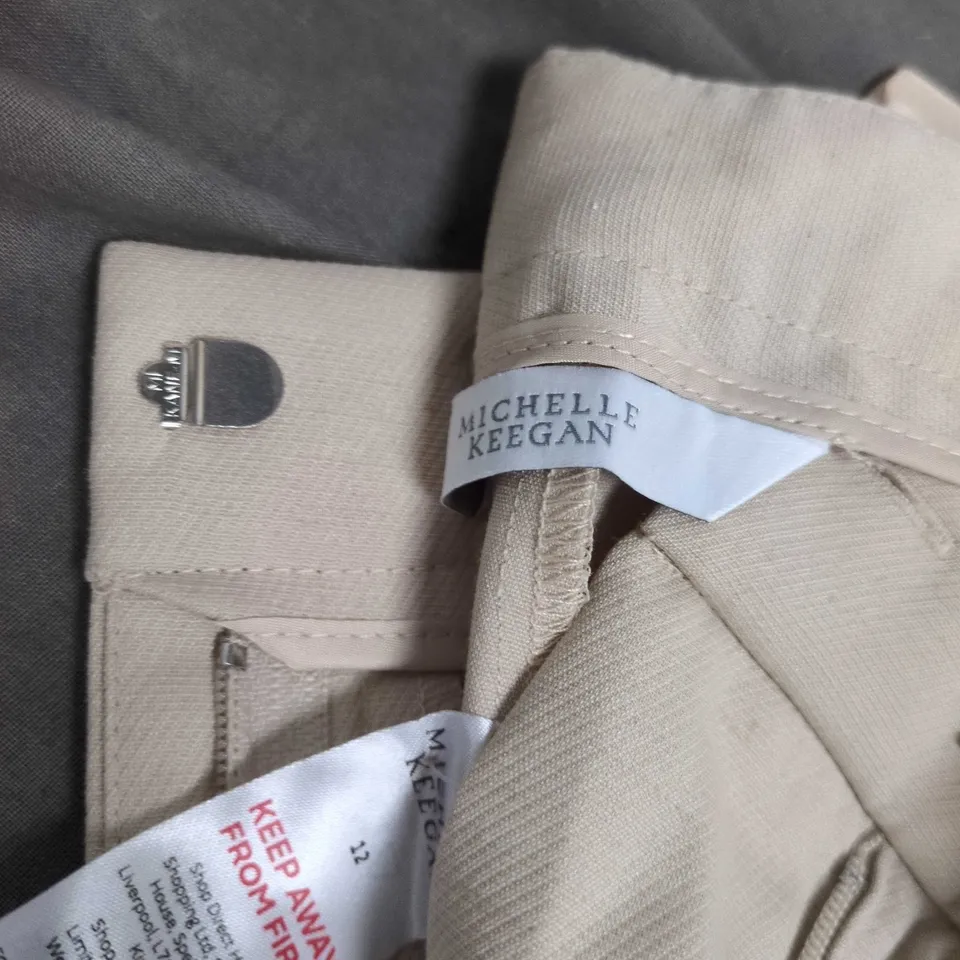 MICHELLE KEEGAN BEIGE TROUSERS – UK 12