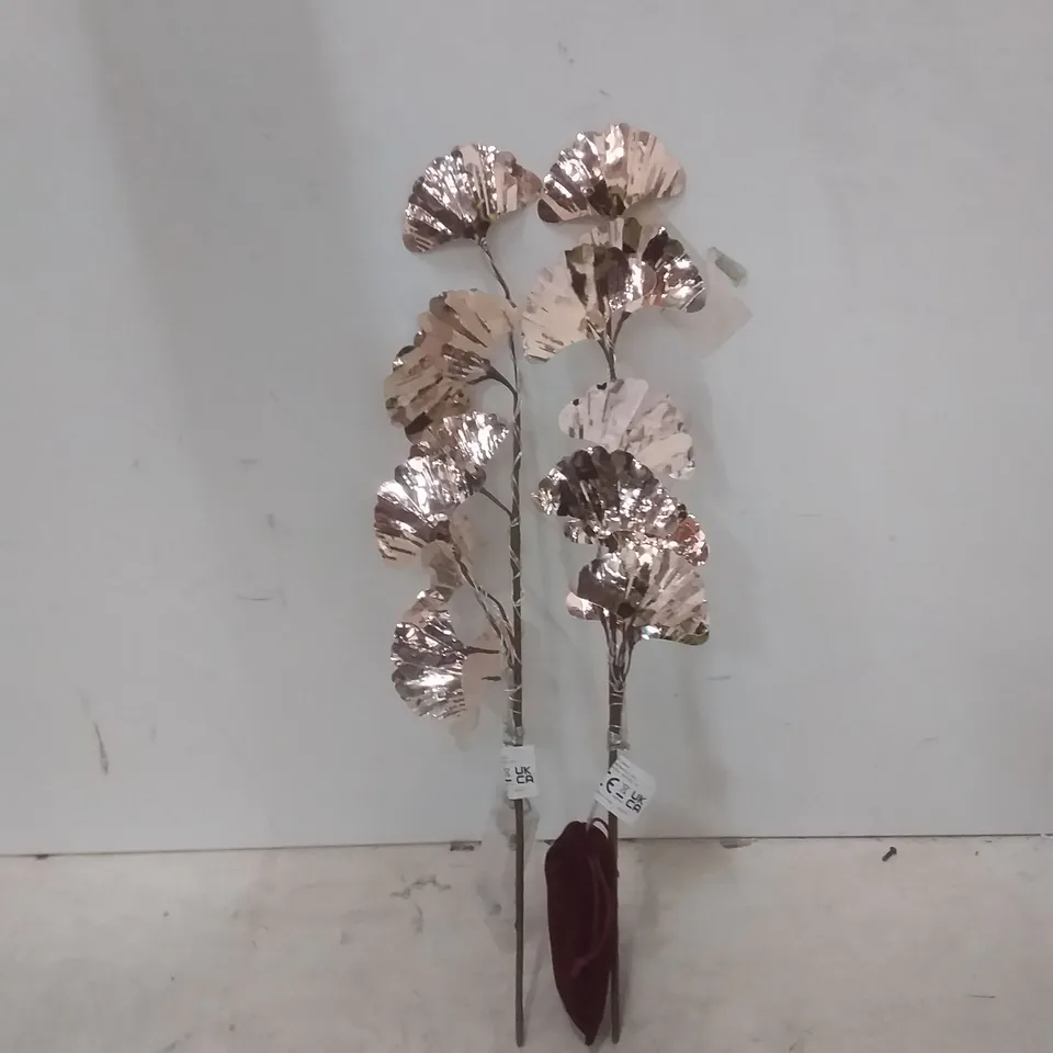 ALISON CORK SET OF 2 GINKO LEAF PRELIT STEMS - GOLD