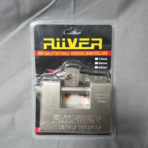 RIVVER HARDENED SOLID STEEL 94MM SAFETY LOCK WITH KEYS – BLISTER PACK