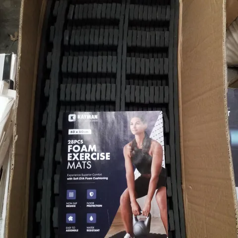 BOX CONTAINING 28 KAYMAN EXERCISE MATS - BLACK 
