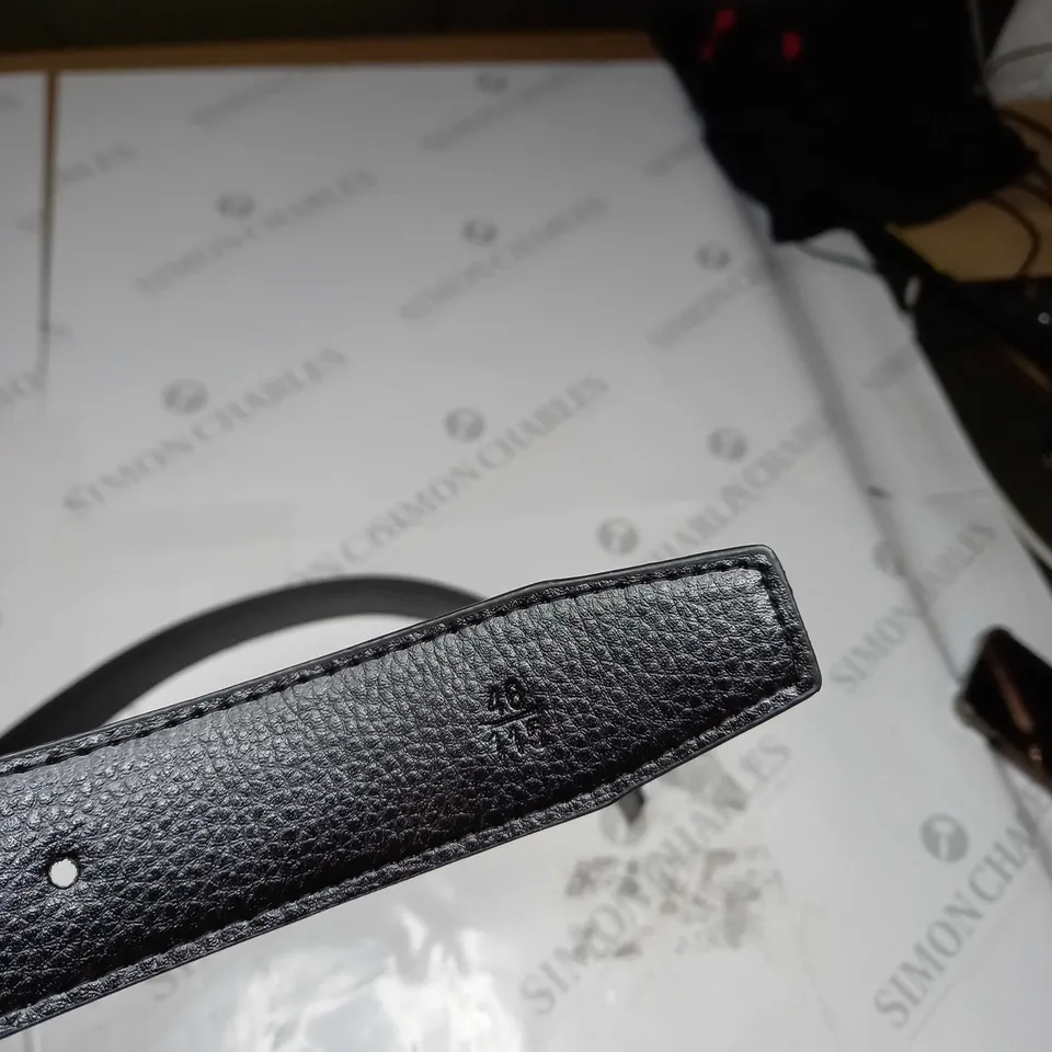 BOXED HEREMES BLACK/SILVER BUCKLE -  TAN LEATHER BELT