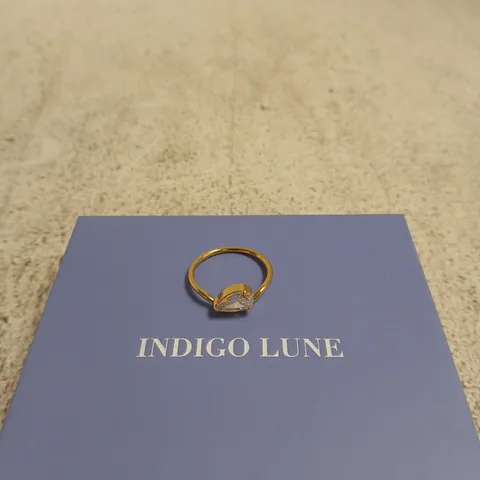 INDIGO LUNE GOLD RING WITH GEMSTONE BOXED