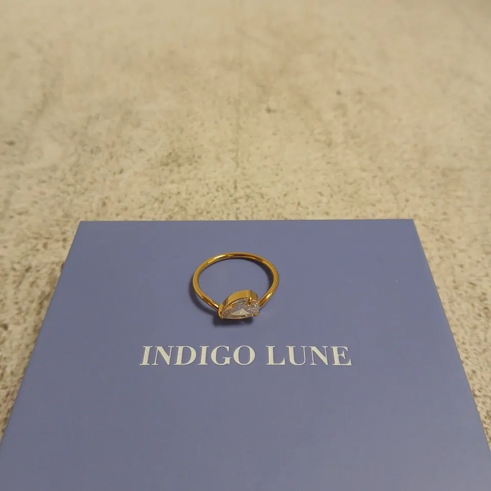 INDIGO LUNE GOLD RING WITH GEMSTONE BOXED