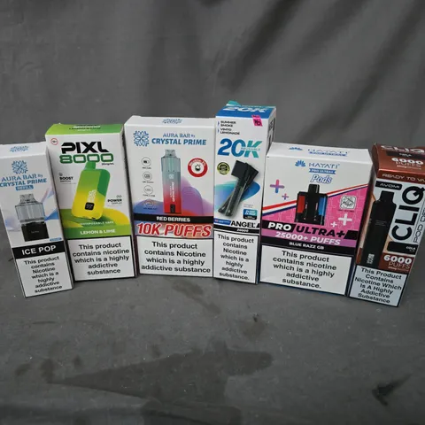 APPROXIMATELY 20 ASSORTED E-CIGARETTE PRODUCTS TO INCLUDE BRANDS SUCH AS PIXL, CRYSTAL PRIME HAYATI, ETC - COLLECTION ONLY