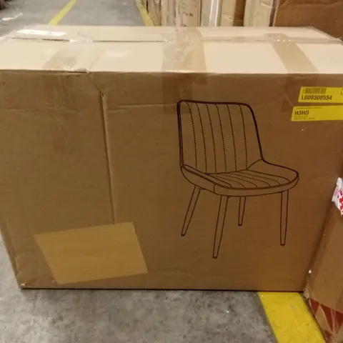 BOXED VELVET DINING CHAIRS (SET OF 2) - GREY/BLACK LEGS (1 BOX)