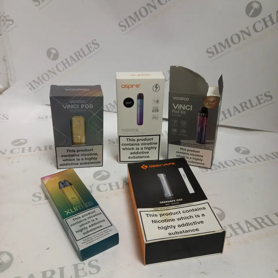 5 ASSORTED VAPE PRODUCTS INCLUDING: ASPIRE, VINCI POD