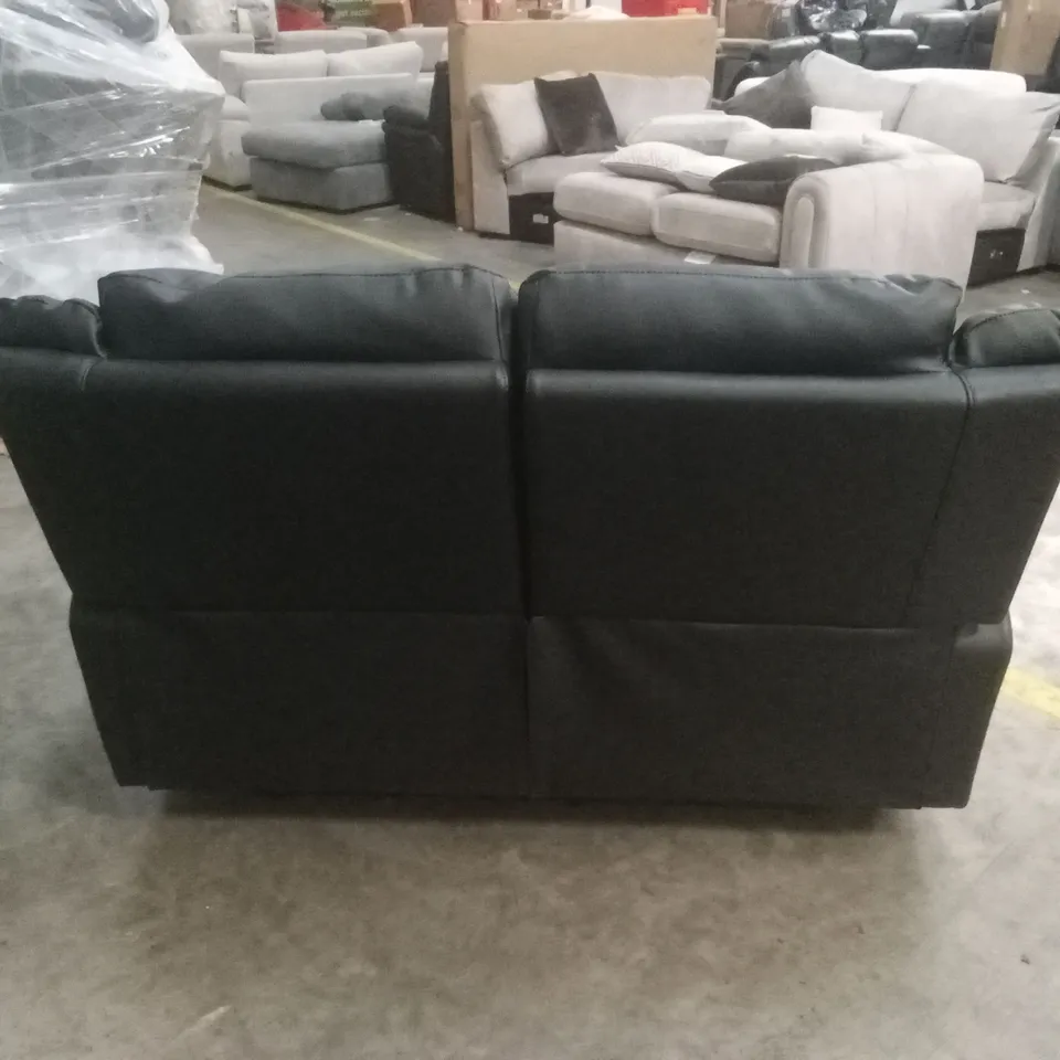 ALBION LUXURY FAUX LEATHER 2 SEATER HIGH BACK MANUAL RECLINER SOFA - BLACK RRP £549