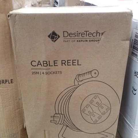 BOXED DESIRE TECH 4 SOCKETS 25M CABLE REEL