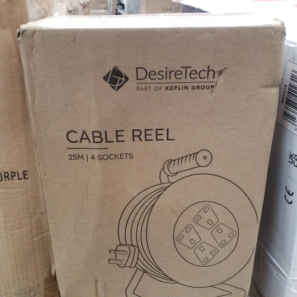 BOXED DESIRE TECH 4 SOCKETS 25M CABLE REEL 