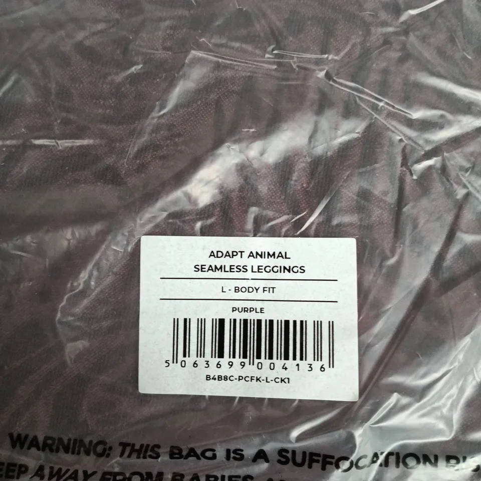 BAGGED GYMSHARK ADAPT ANIMAL SEAMLESS LEGGINGS – LADIES UK L – BODY FIT, PURPLE