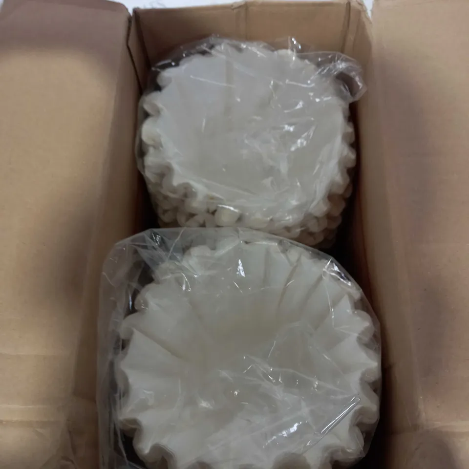 BOX OF COFFEE FILTERS - UNKNOWN QUANTITY