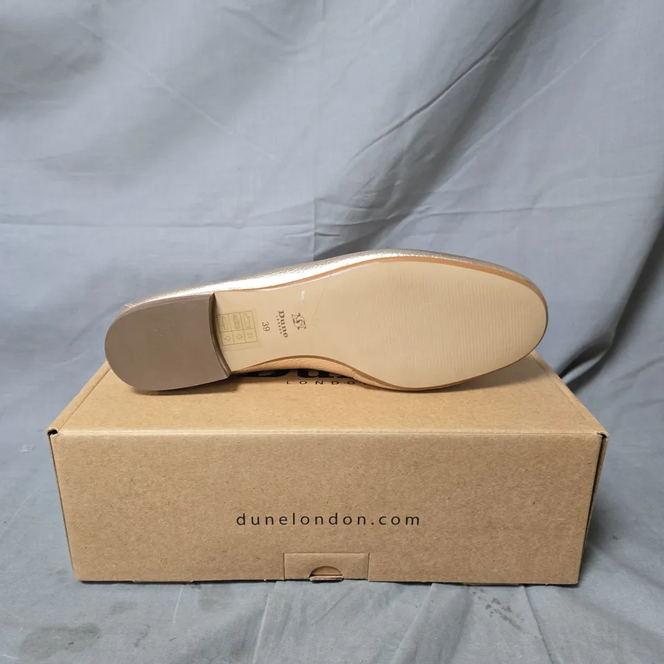 DUNE LONDON METALLIC GOLD LEATHER LOAFERS – UK 6 (EU 39)