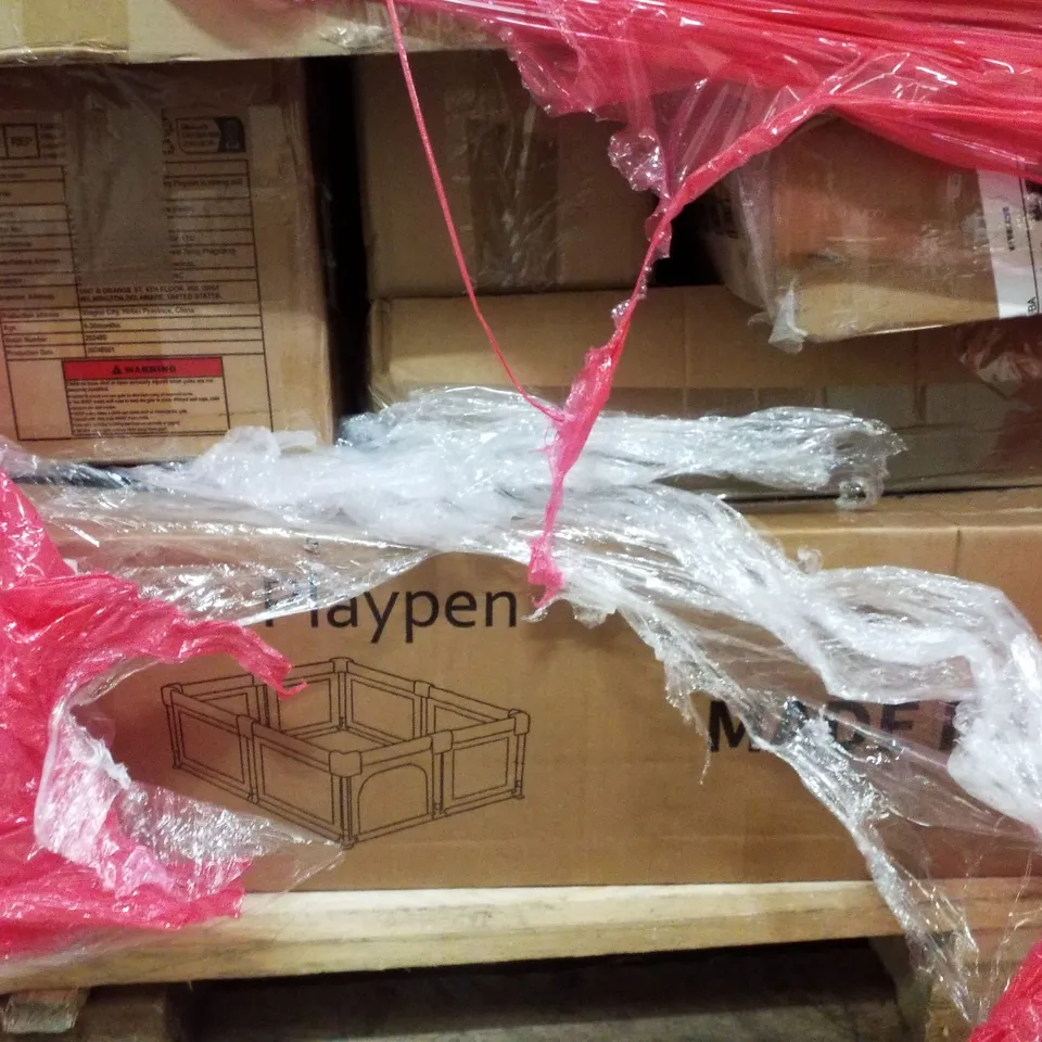 PALLET CONTAINING ASSORTED PRODUCTS INCLUDING PLAYPEN, MATTRESS & AIR FRYER 