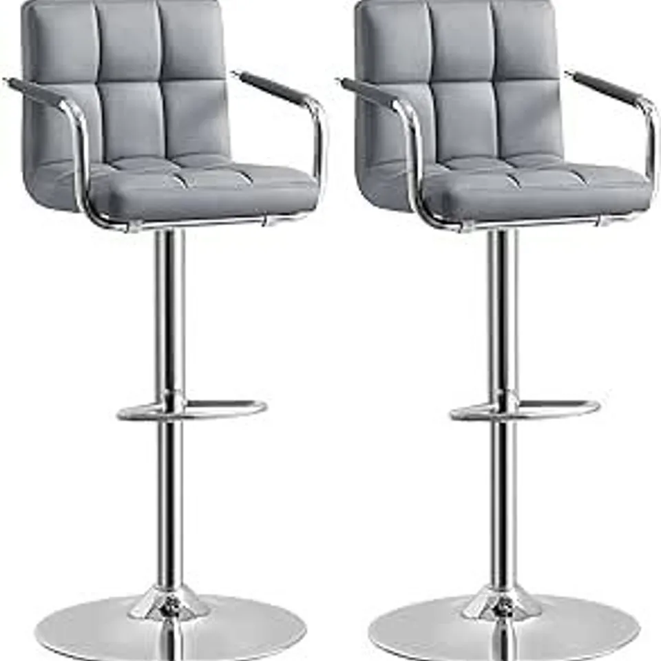 BOXED SET OF 2 SONGMICS GREY VELVET BAR STOOLS (1 BOX)