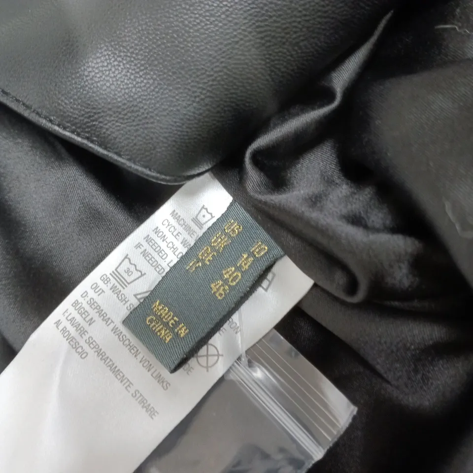 RUTH LANGFORD FASHION WOMEN'S BLACK LEATHER-LOOK COAT – UK 10
