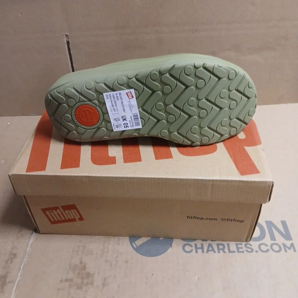 FITFLOP OLIVE GREEN SLIP-ON SANDALS – WOMEN'S UK 5 BOXED