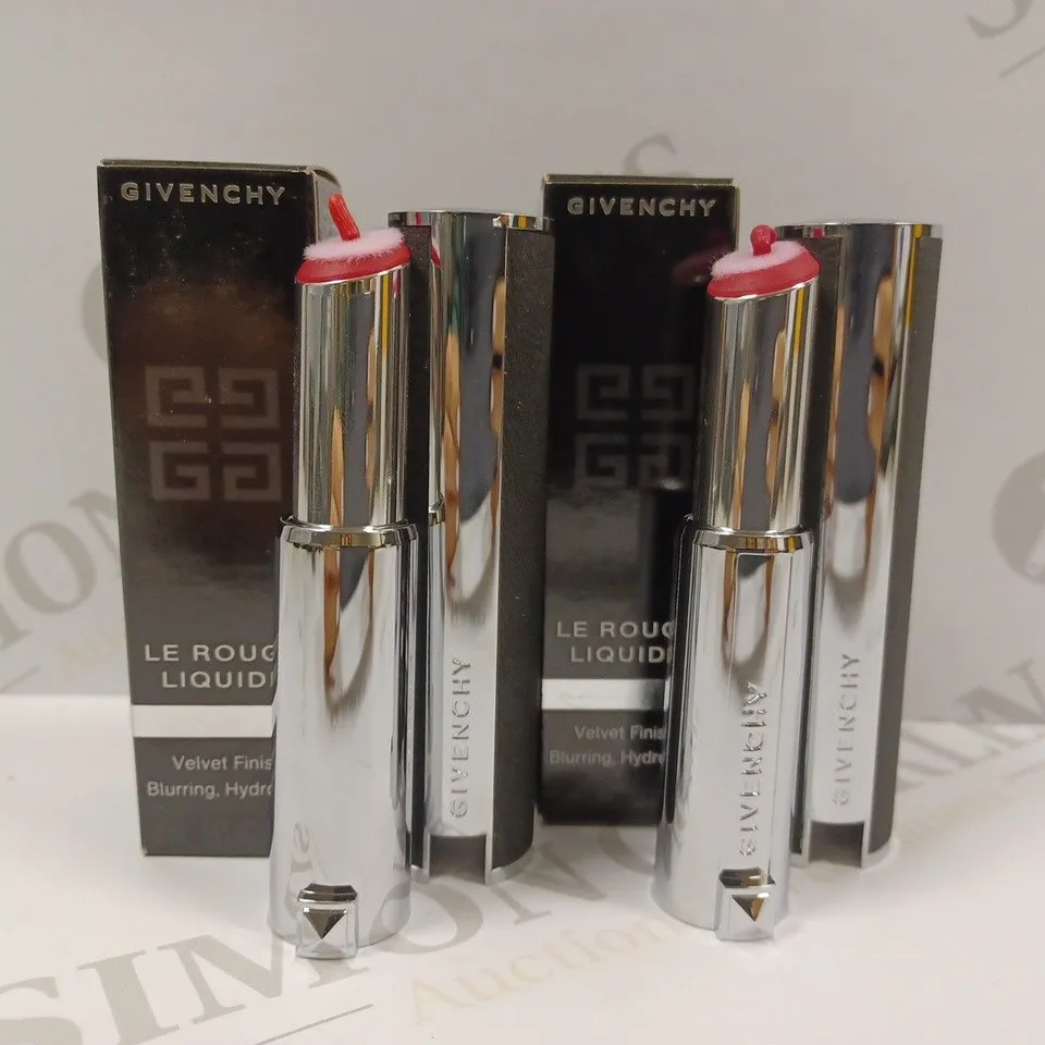 LOT OF 2 GIVENCHY LE ROUGE LIQUID LIPSTICKS - #306 ORANGE PLUMMETIS & #308 ROUGE MOHAIR 