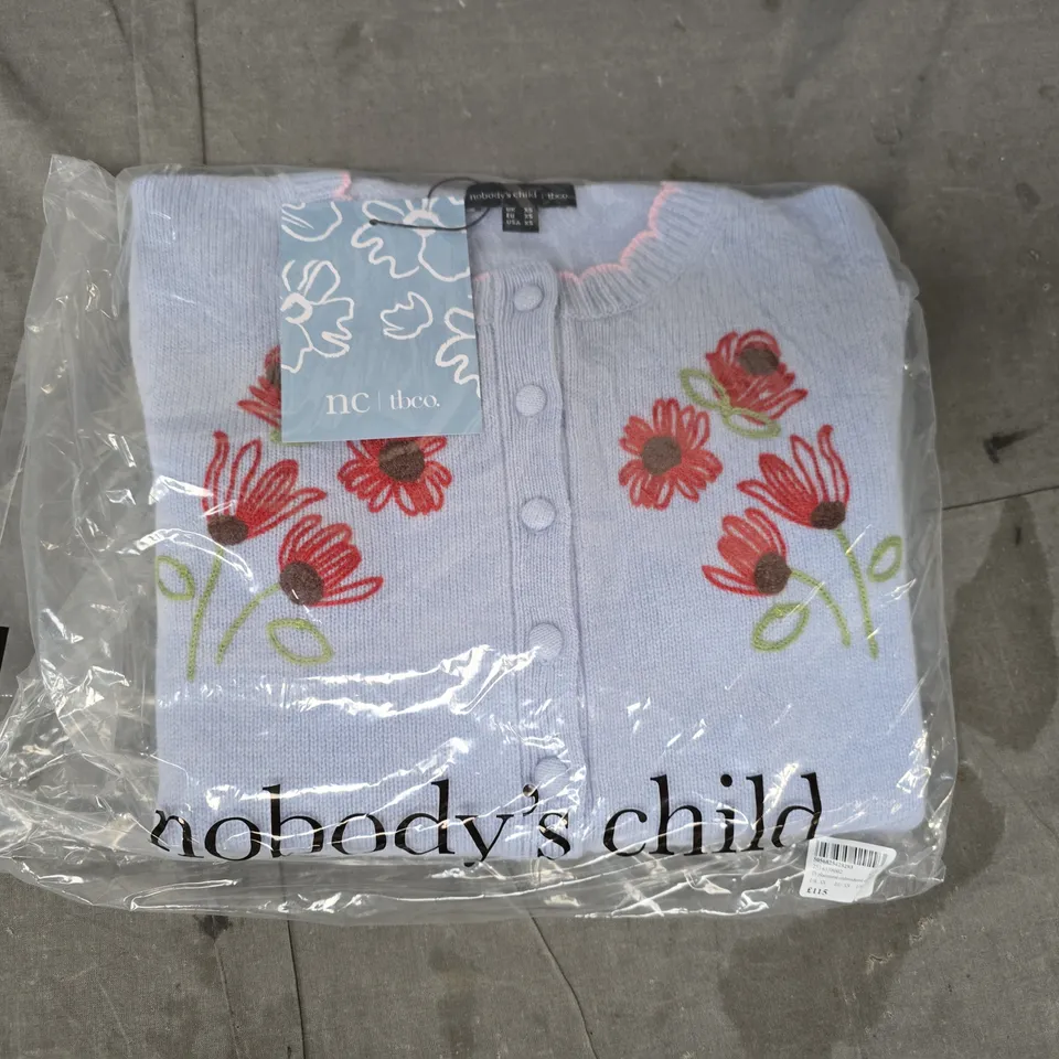 BAGGED NOBODY'S CHILD EMBROIDERED CARDIGAN IN BLUE SIZE XS