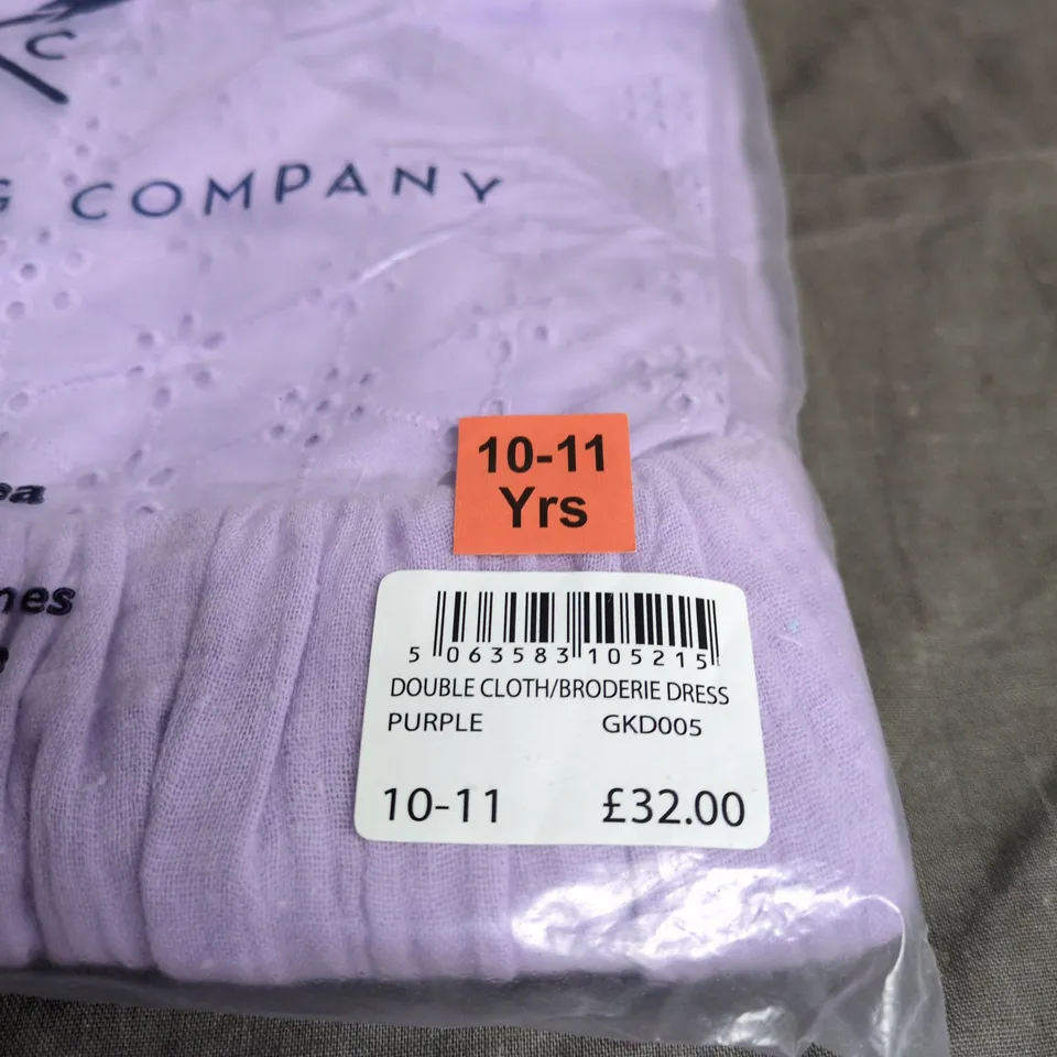 CREW CLOTHING COMPANY DOUBLE CLOTH/BRODERIE DRESS PURPLE AGE 10 - 11 BAGED