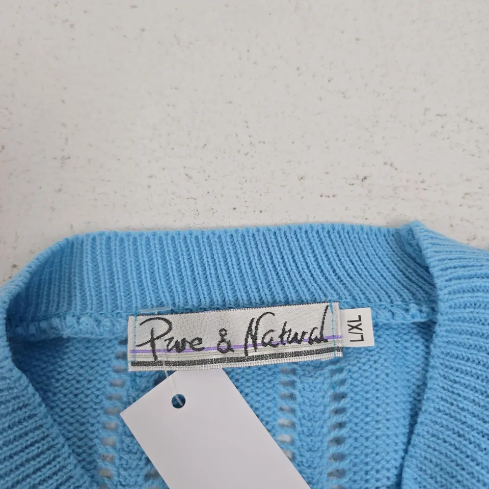 PURE & NATURAL BLUE KNITTED JUMPER, SIZE L/XL