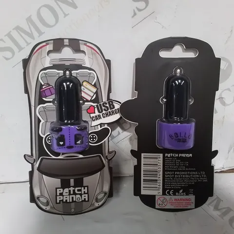 LOT OF APPROXIMATELY 80 PATCH PANDA USB CAR CHARGERS - PURPLE