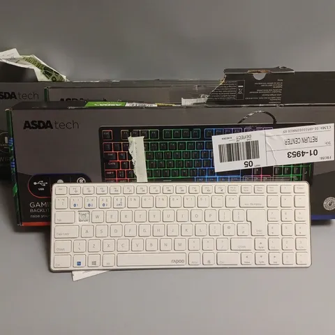 APPROXIMATELY 4 ASSORTED KEYBOARDS TO INCLUDE ASDA TECH GAMING KEYBOARD
