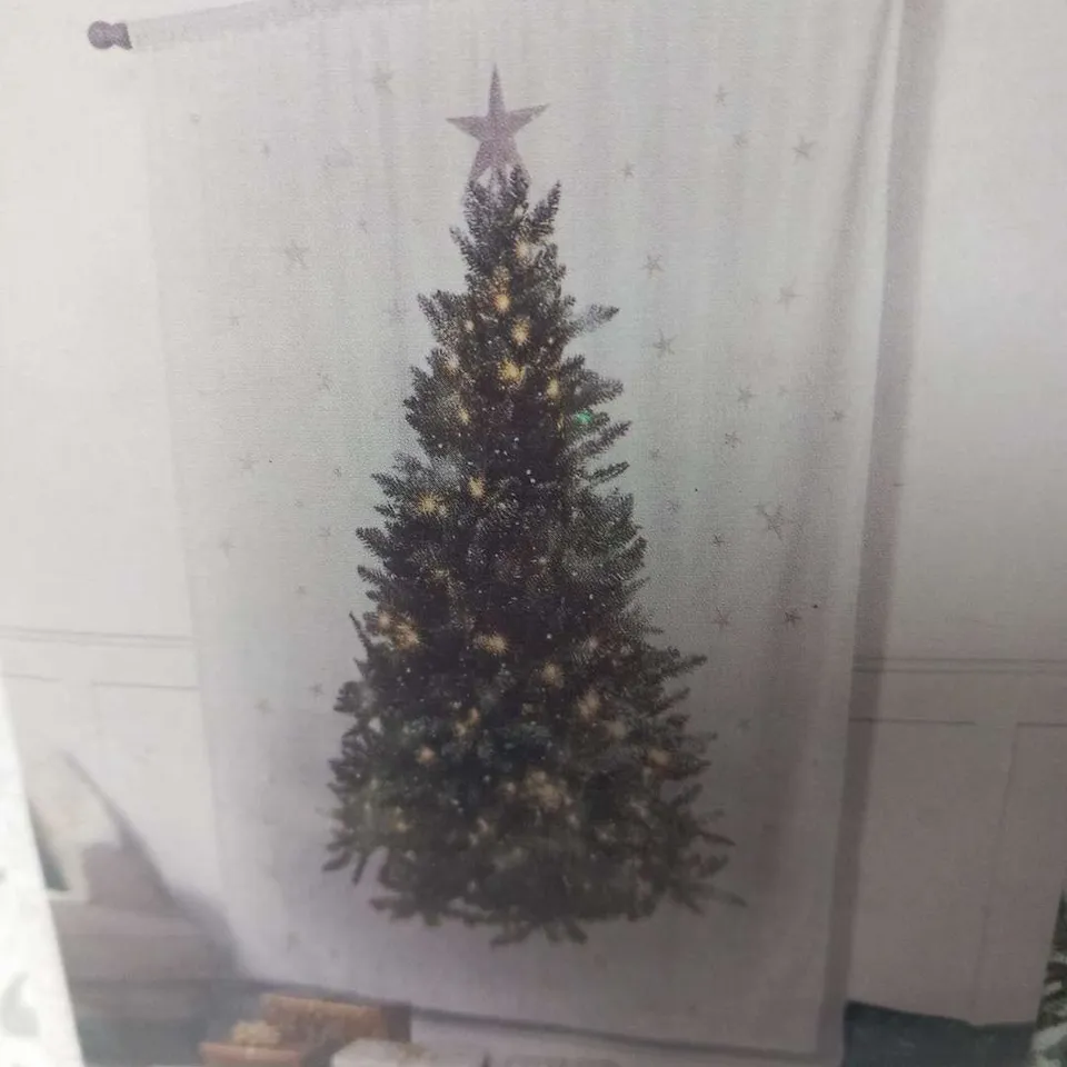 APPROXIMATELY 28 BRAND NEW HOME SLOT TOP CHRISTMAS TREE CURTAIN SETS APPROXIMATE WIDTH 152CM DROP 213CM
