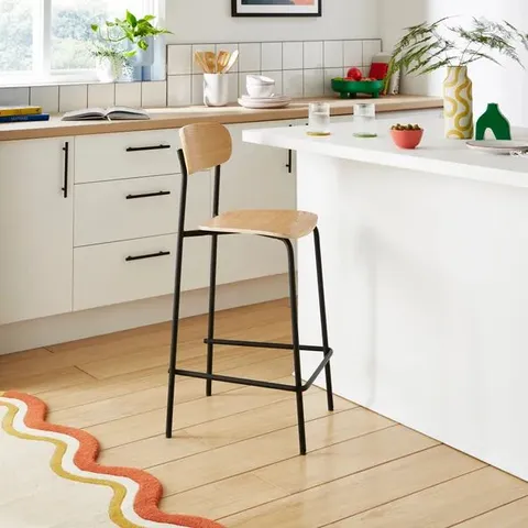 BOXED ELEMENTS GRIFFIN BAR STOOL - BLACK OAK (1 BOX)