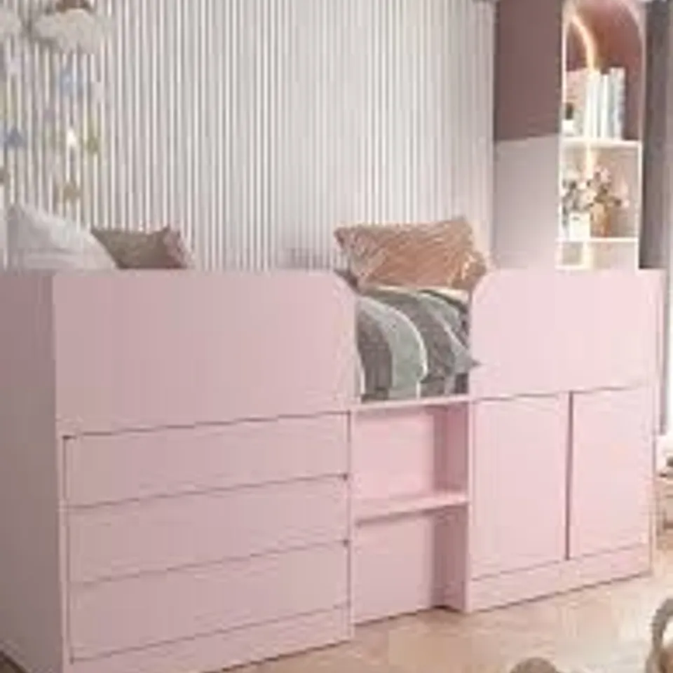 BOXED BAILEY MID SLEEPER BED - PINK (2 BOXES)