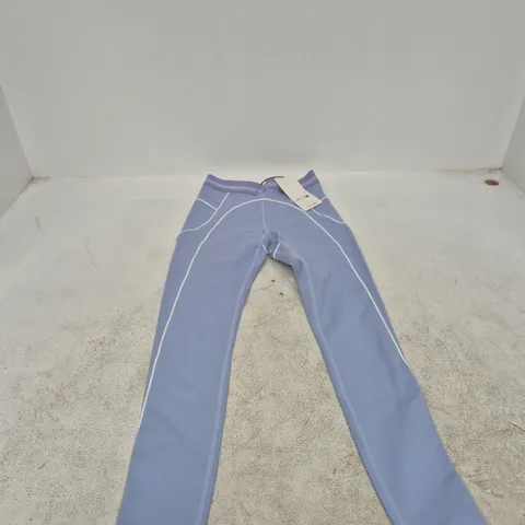 ALO YOGA WOMEN'S LEGGINGS XS – LIGHT BLUE WITH WHITE SEAMS