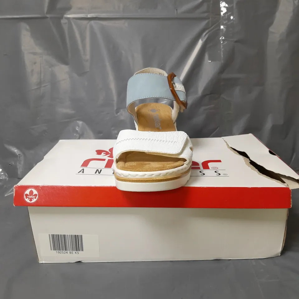 RIEKER WEDGE BUCKLE SANDALS BLUE SIZE 5