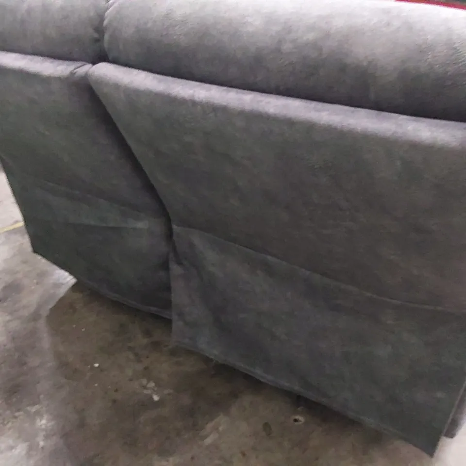 DESIGNER POWER RECLINING TWO SEATER SOFA GREY MACAU FABRIC WITH BLACK PIPING 