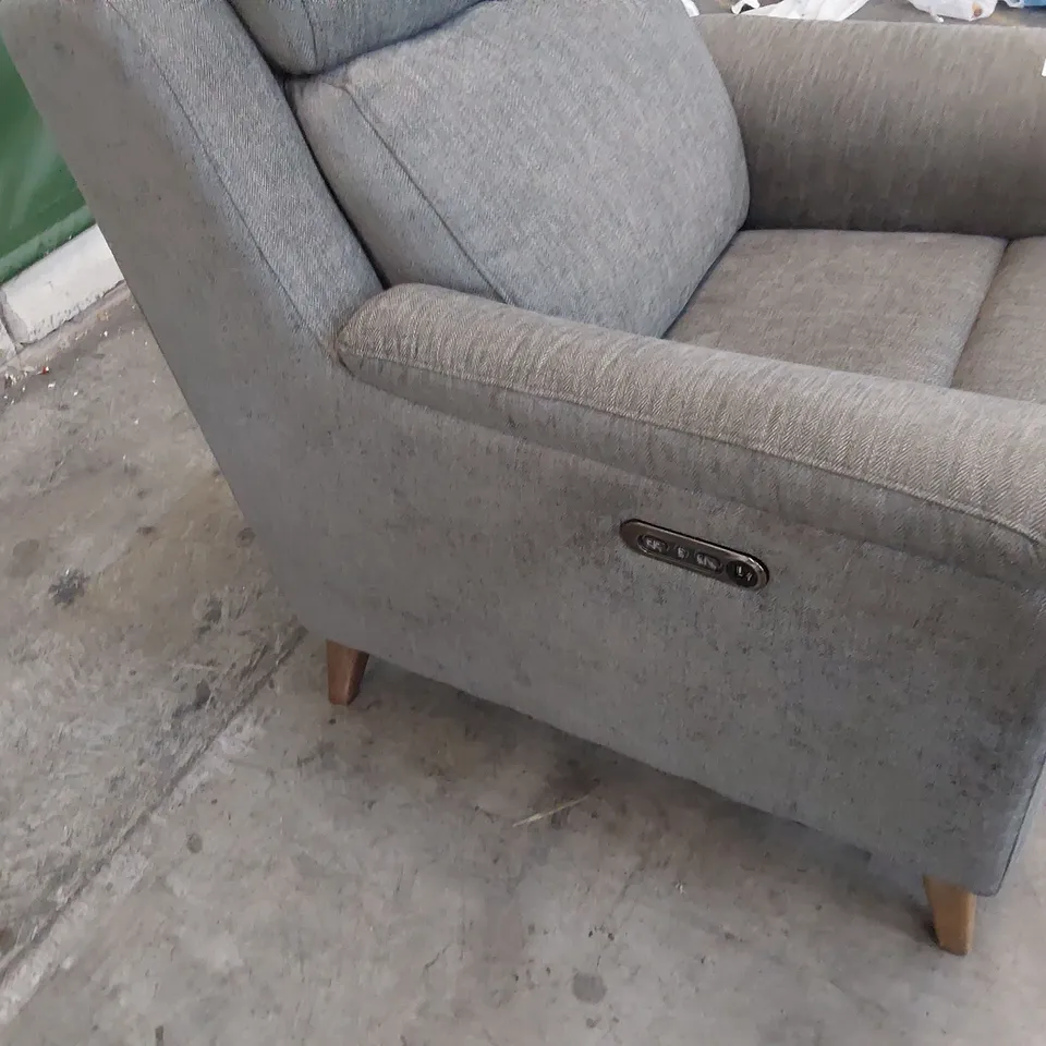DESIGNER POWER RECLINING EASY CHAIR GREY FABRIC 