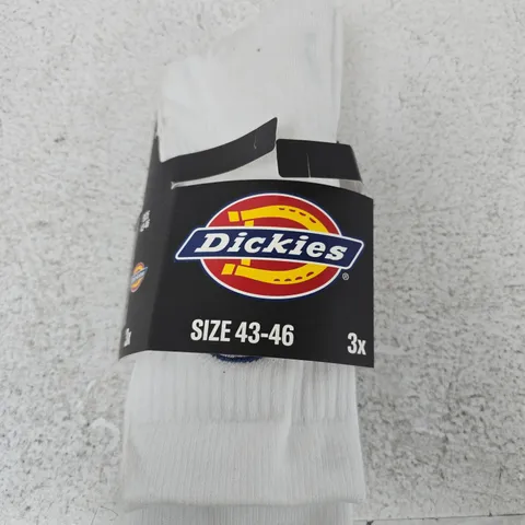 DICKIES VALLEY GROVE WHITE SOCKS – 3-PACK, UK 10-12 (EU 43-46) – MADE IN TURKEY
