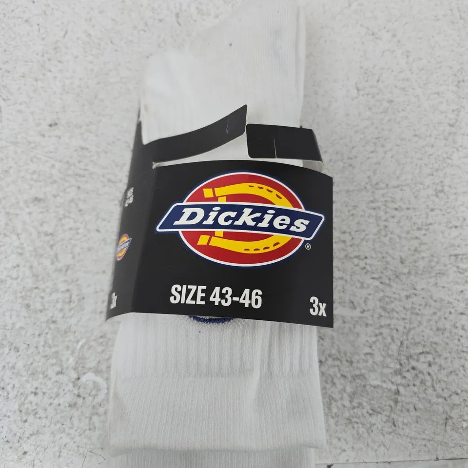DICKIES VALLEY GROVE WHITE SOCKS – 3-PACK, UK 10-12 (EU 43-46) – MADE IN TURKEY