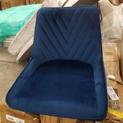 BOXED SET OF 2 BLUE VELVET DINING CHAIRS