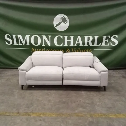 DANETTI SERENE SILVER FABRIC 3 SEATER RECLINER SOFA