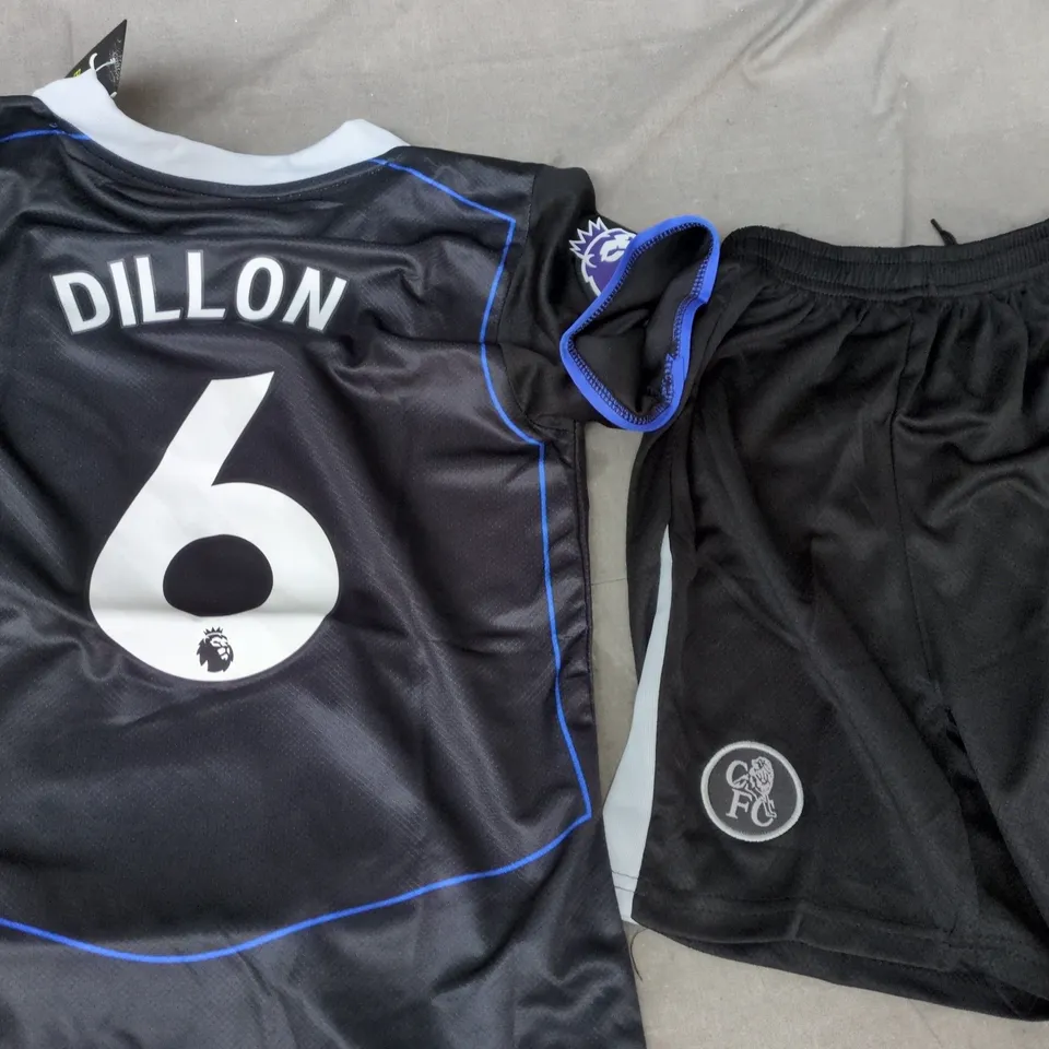 NIKE KID'S CHELSEA FOOTBALL KIT IN BLACK SIZE 24 - DILLON, NUMBER 6